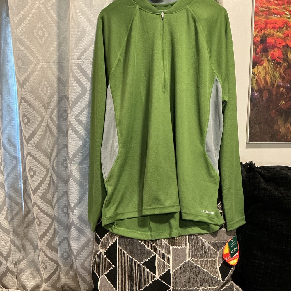 NWT! L.L. BEAN men’s 2xl Green/greyLong-Sleeve Athletic top